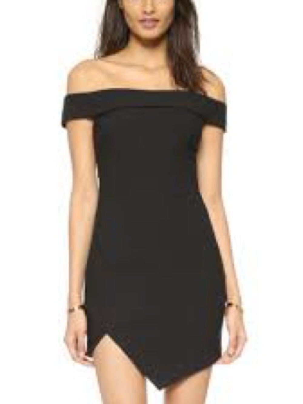 Elizabeth and James Black Off-Shoulder Mini Dress
